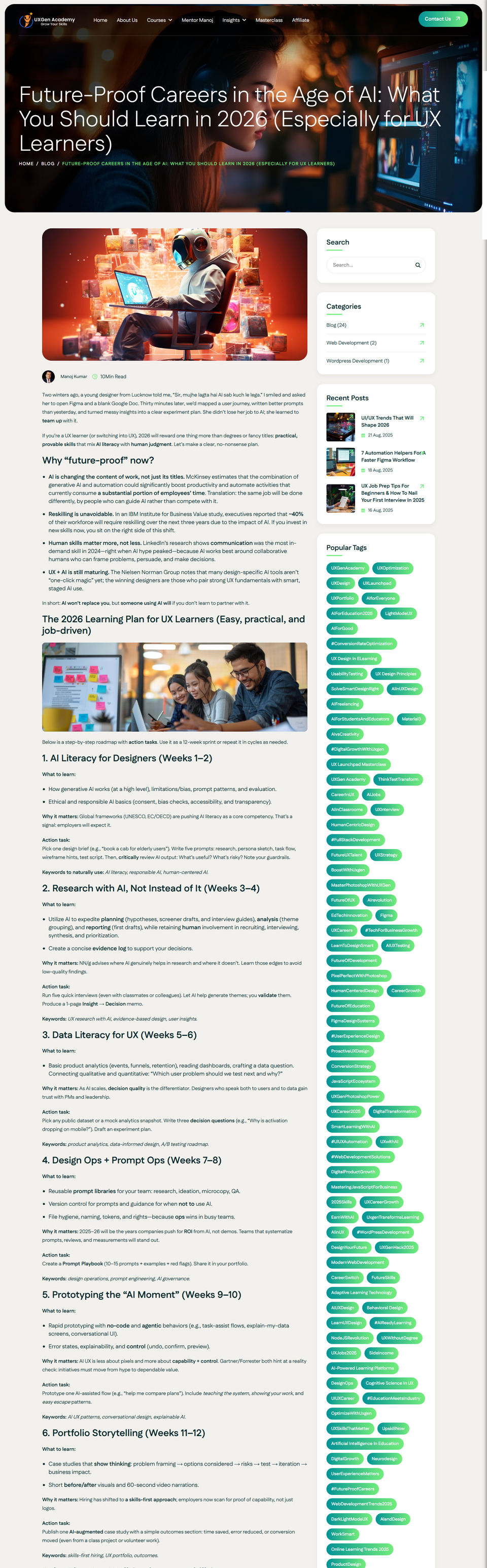 Detailed blog page providing in-depth UX/UI learning content