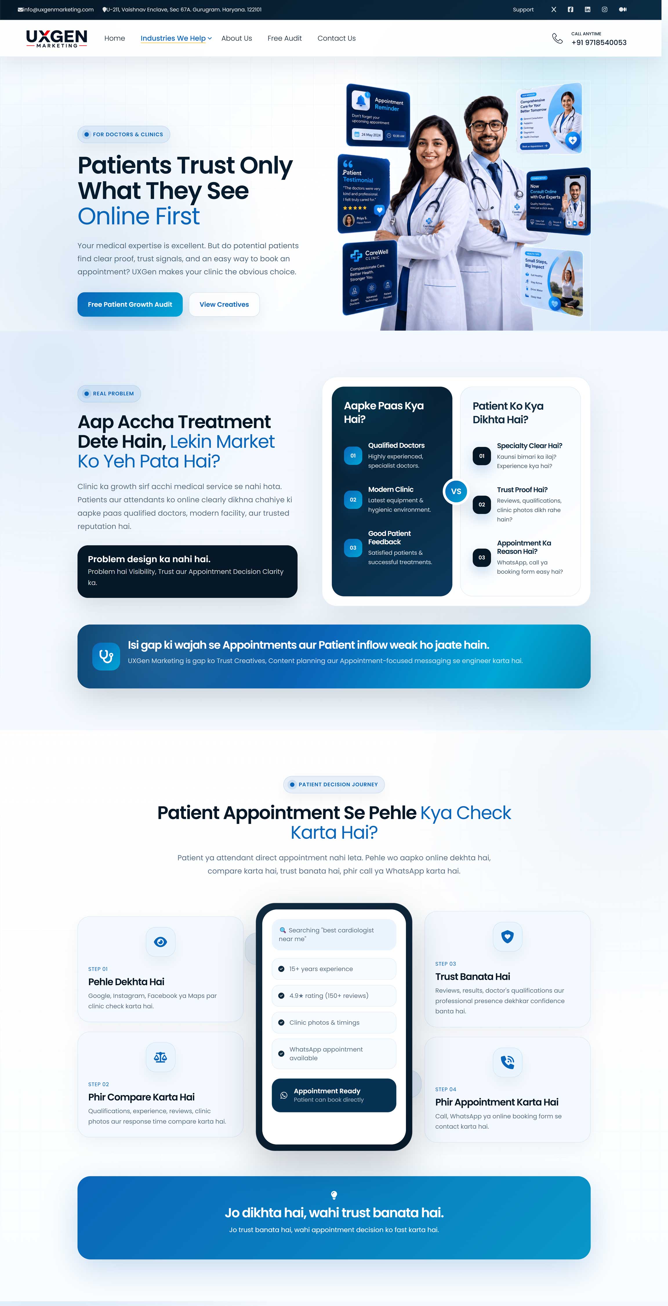 Doctor and Clinic Detailed Page UXGen Marketing