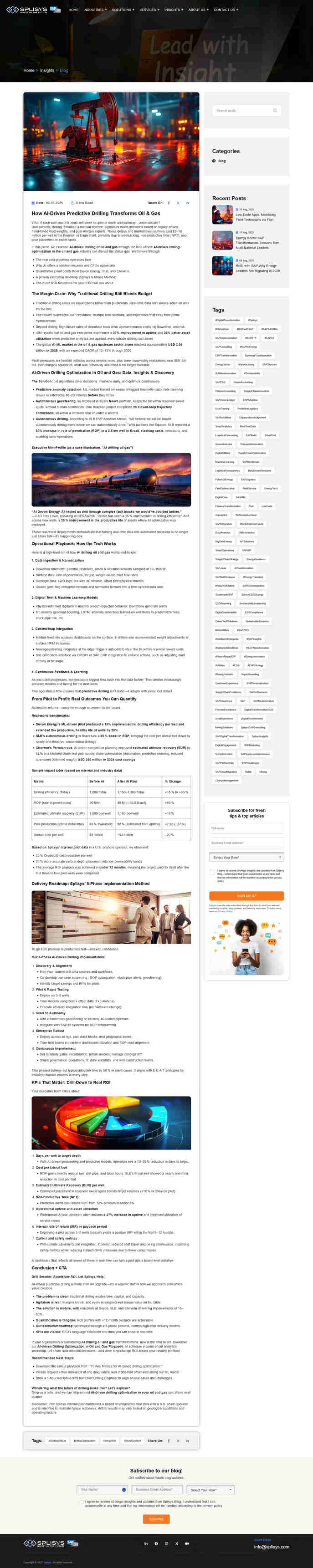 ERP interface designed for Oil and Gas sector workflows