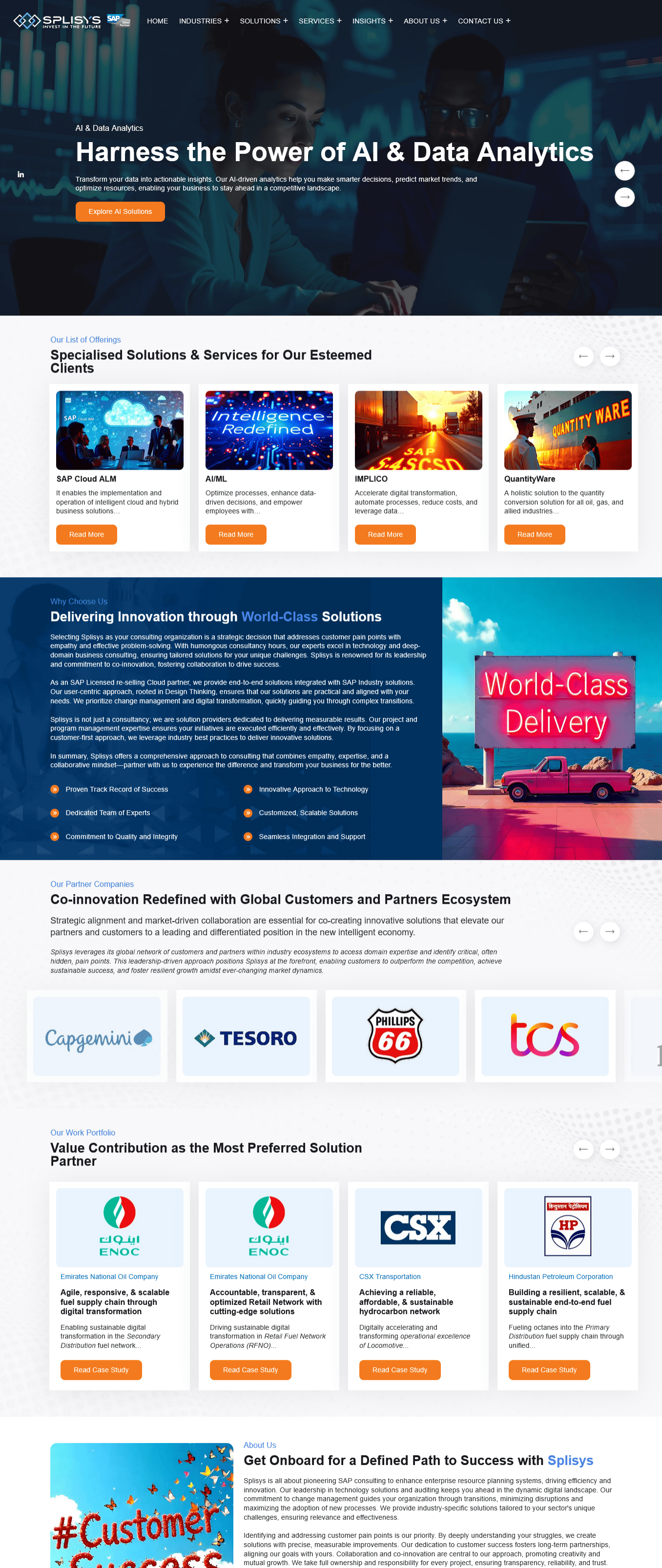 Splisys Homepage showcasing digital ERP solutions